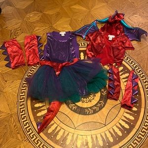 EUC Girls Kids Sparkly Dragon Costume